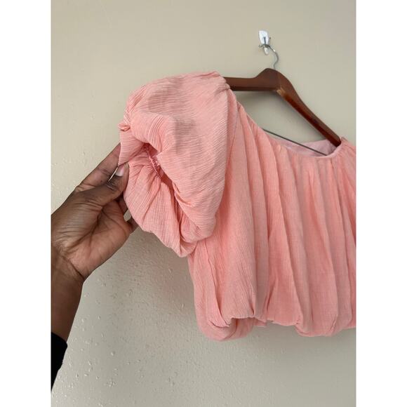Vestique Peach Short Sleeve Cropped Bubble Top Size Small - Picture 6 of 10